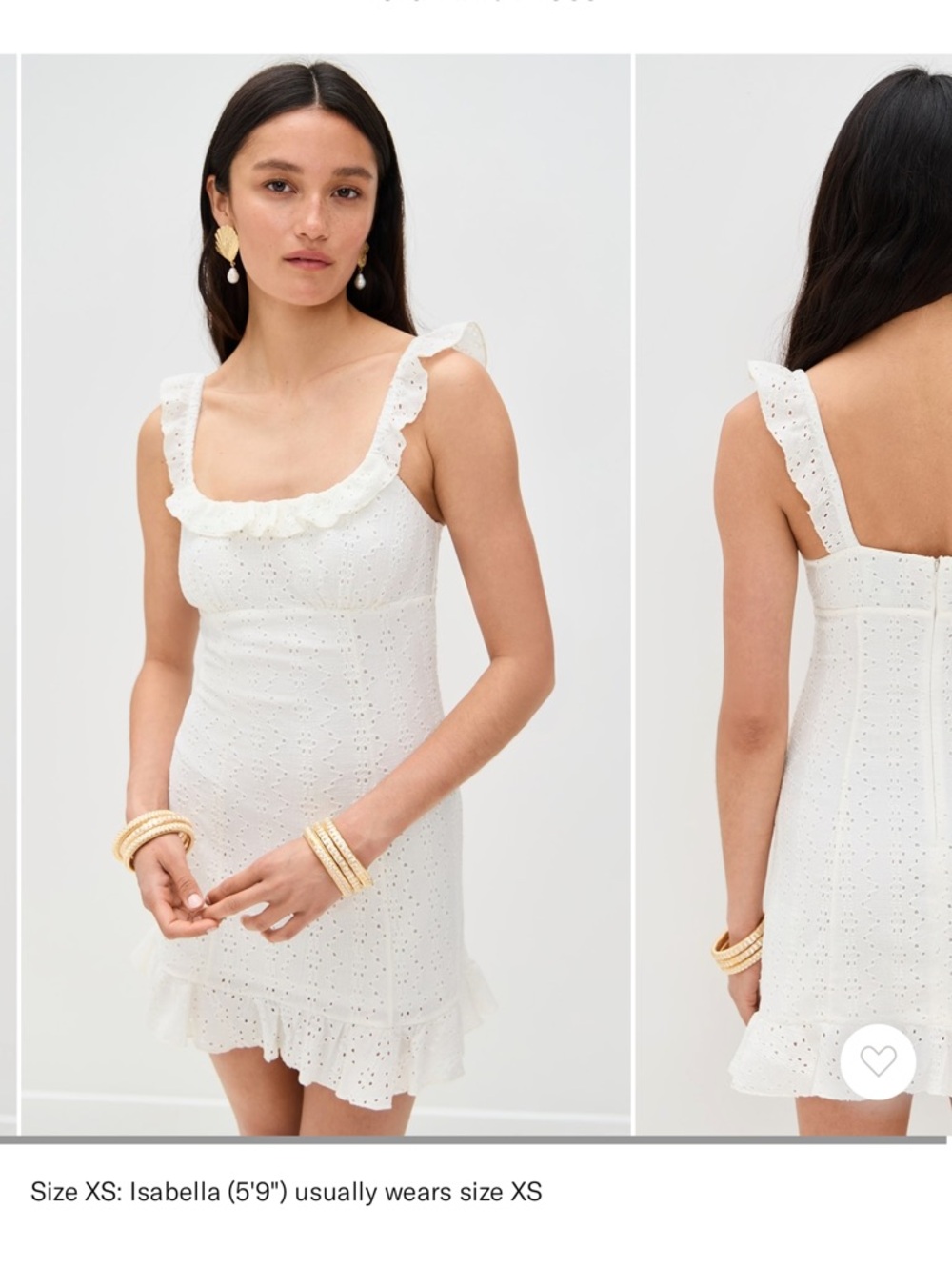 Reformation White Eyelet Ruffle Mini Dress